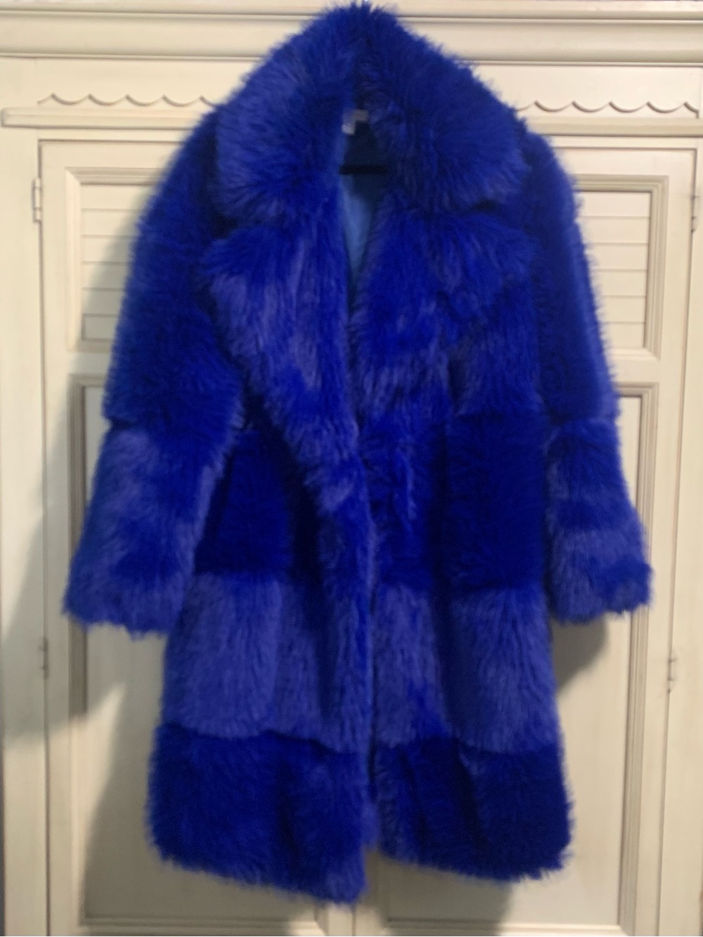 Topshop Blue Faux Fur Coat Women’s Size Small Jacket